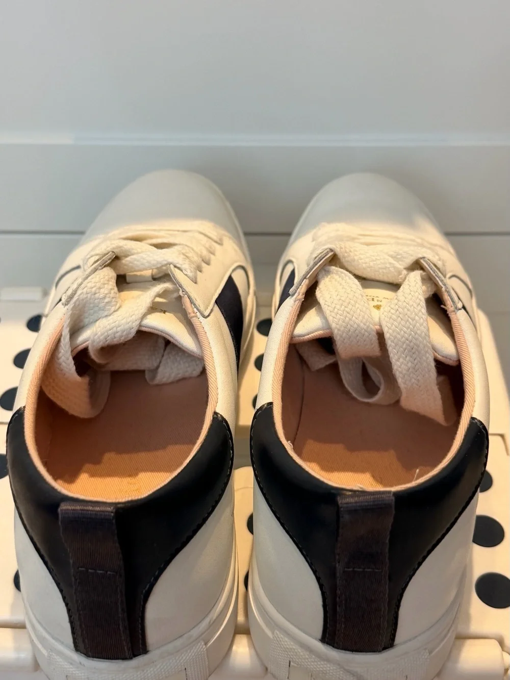 kate spade White and Black Low-Top Leather Sneakers